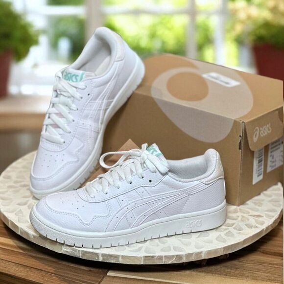 ASICS Japan S White Leather Iridescent heel Sneakers Ortholite 1202A292-100 NWT - Picture 3 of 9